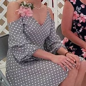 Charlotte Russe Off The Shoulder Polka-Dot Dress M